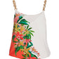 Getaway Floral Chain Strap Blouson Knit Top Coral/Green