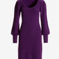 Scoop Neck Balloon Sleeve Sweater Dress Grape Juice