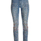 Scattered Embellishment Slim-Straight Leg Jean Light Med Wash