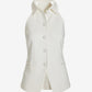 Modern Halter Cut Away Vest Ivory
