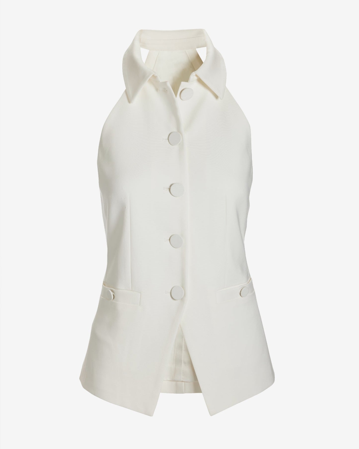 Modern Halter Cut Away Vest Ivory