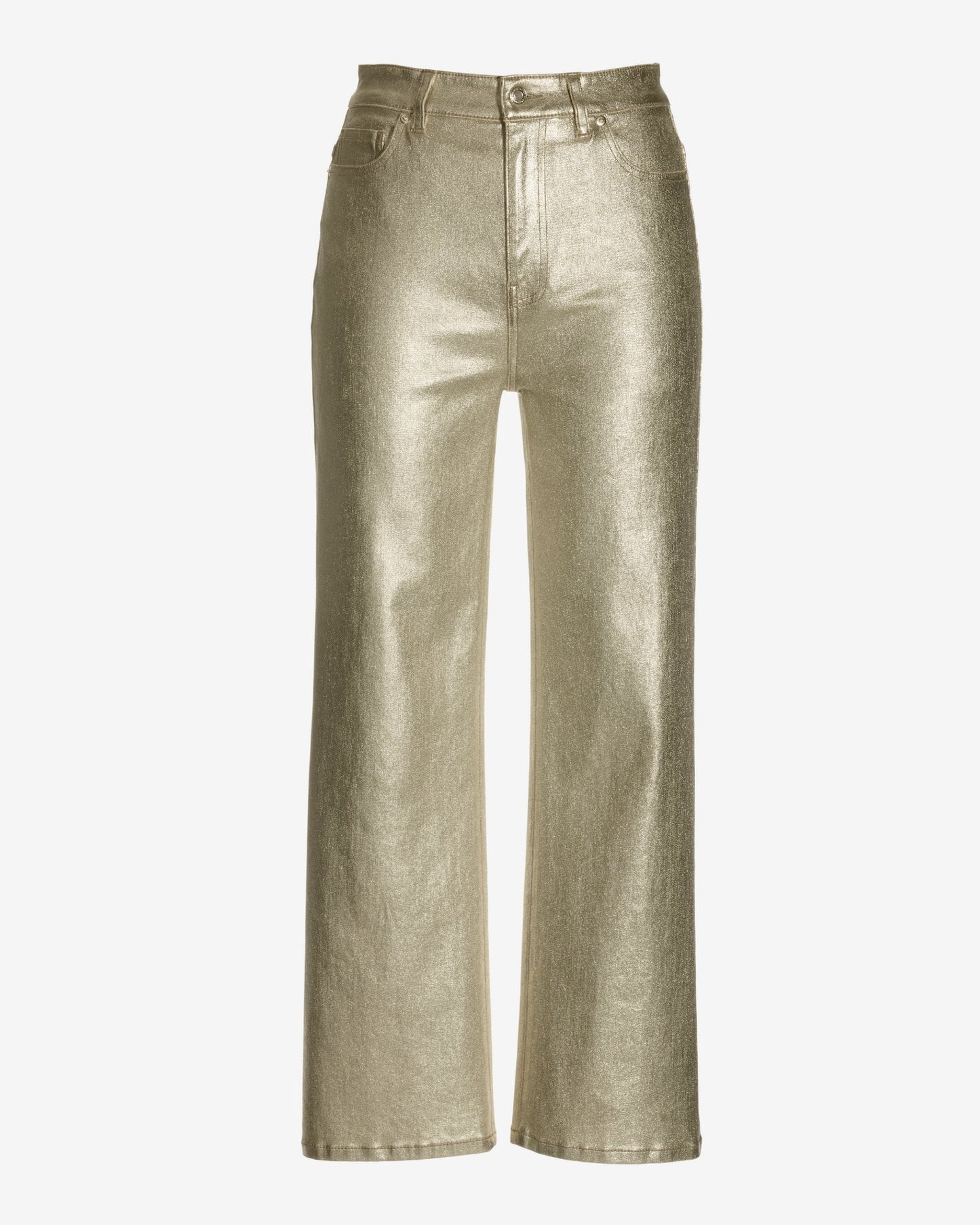 Malibu Coated Cropped Wide Leg Jean Gold Metallic