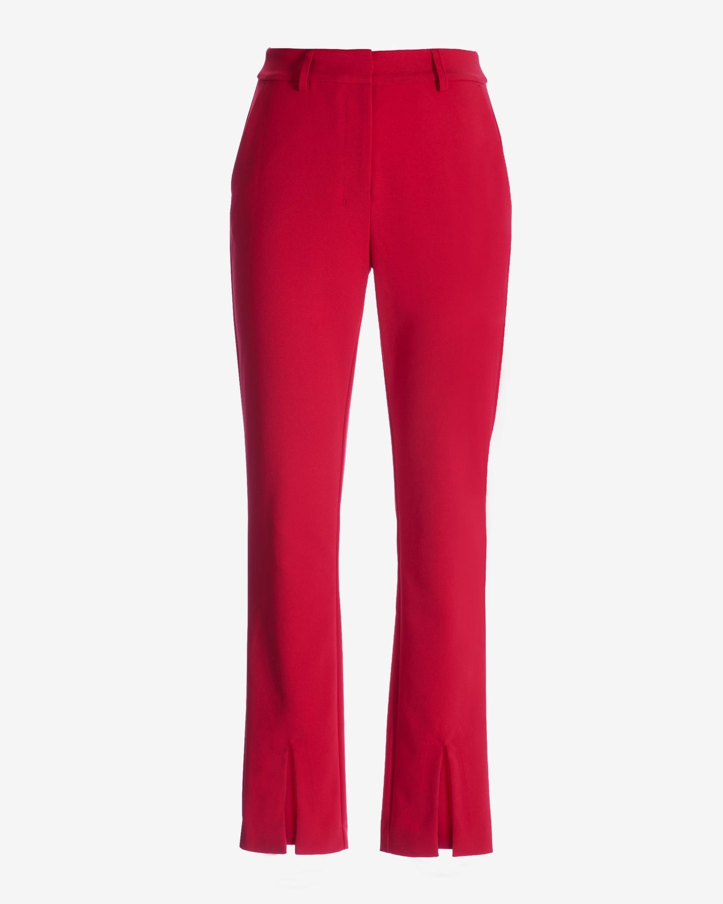 Newport Modern Slim Straight Leg Slit Front Trouser Pant Racing Red