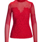 Lace Mesh Knit Top Racing Red