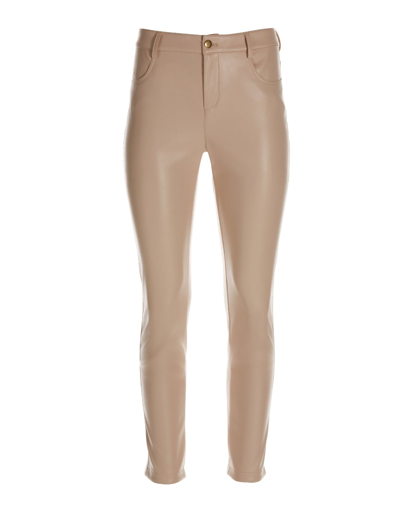 Faux Leather Five Pocket Pant Light Tan