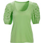 Eyelet Puff Sleeve Tee Paradise Green