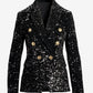 Sequin Double Breasted Blazer Black