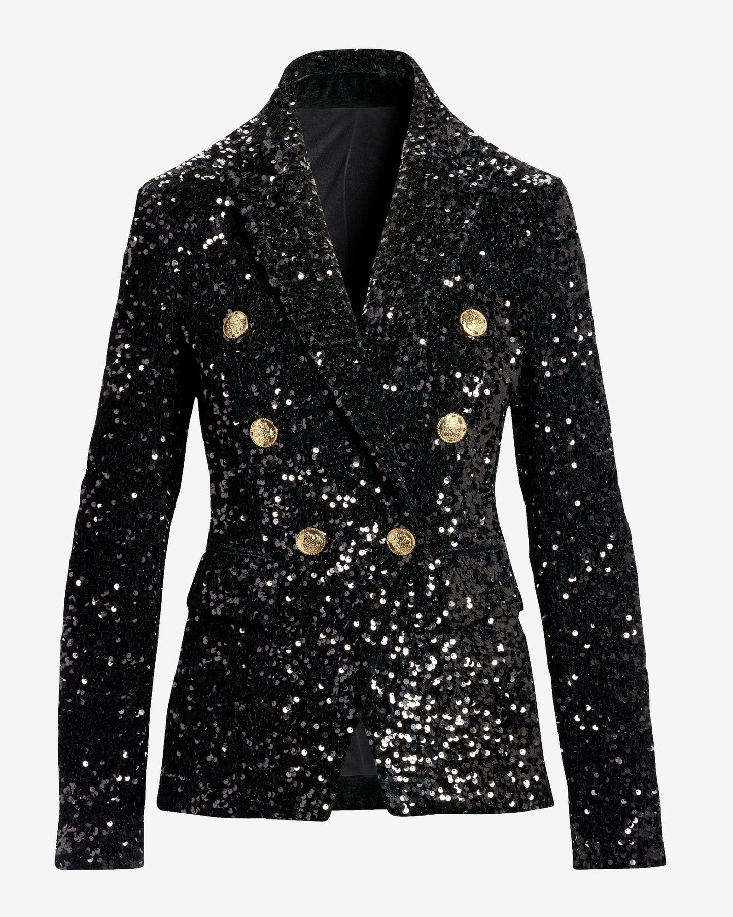 Sequin Double Breasted Blazer Black