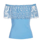 Two-Tone Lace Overlay Top Blue White