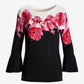 Floral Boatneck Flare Sleeve Sweater Pink