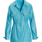 Metallic Brushed Linen Utility Jacket Blue Topaz