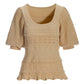 Crochet Detail Puff Sleeve Sweater Ecru