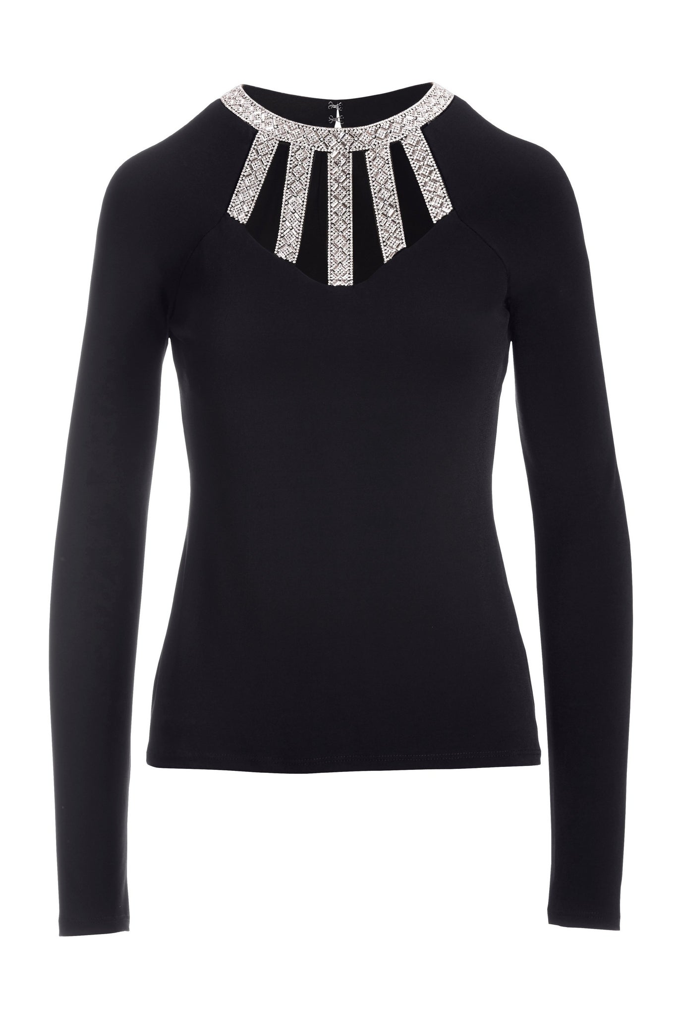 Embellished Trim Strappy Knit Top Black