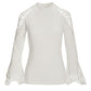 Lace Inset Flare Sleeve Off White