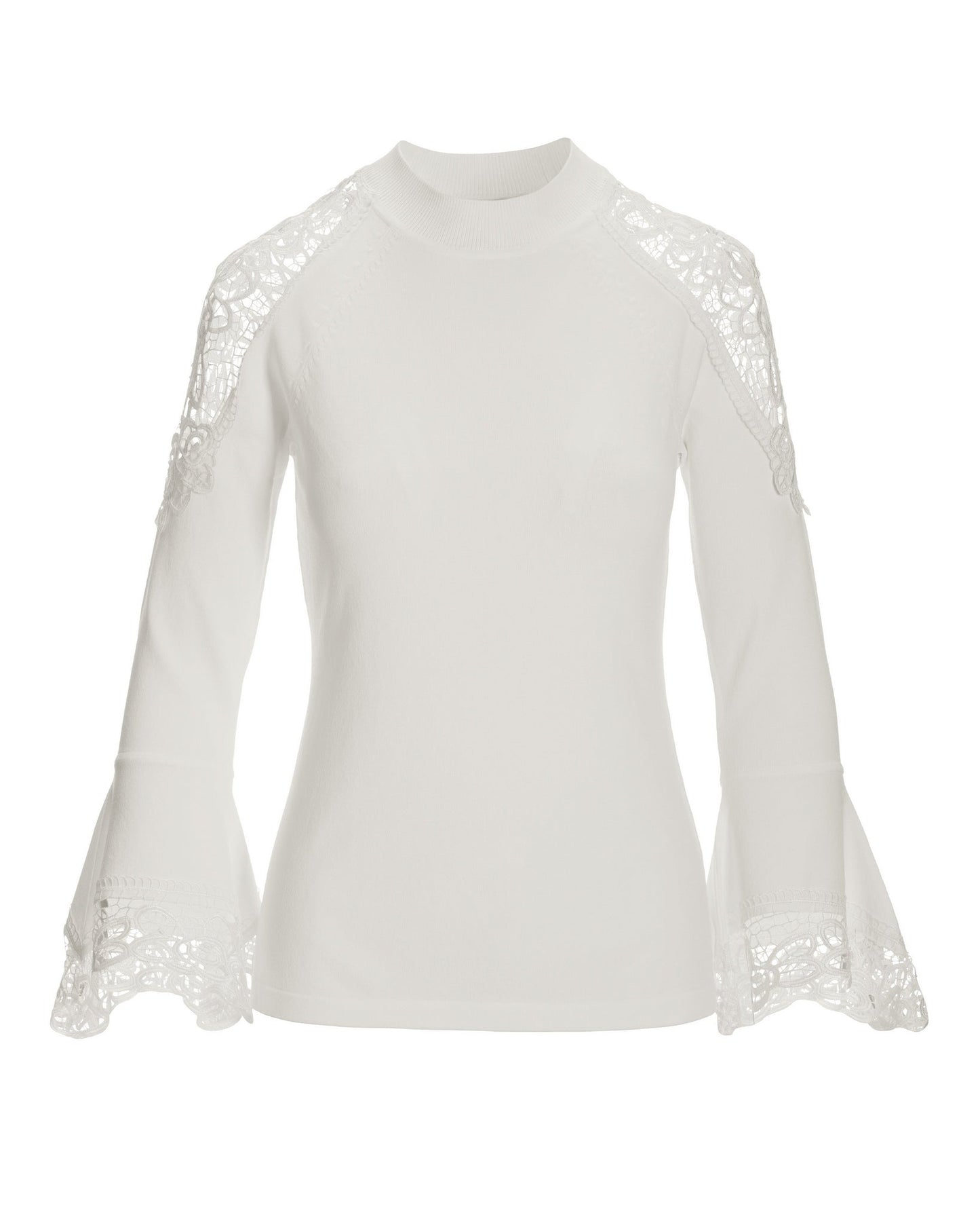 Lace Inset Flare Sleeve Off White