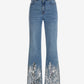 Malibu High Rise Sequin Trim Jean Medium Wash/White