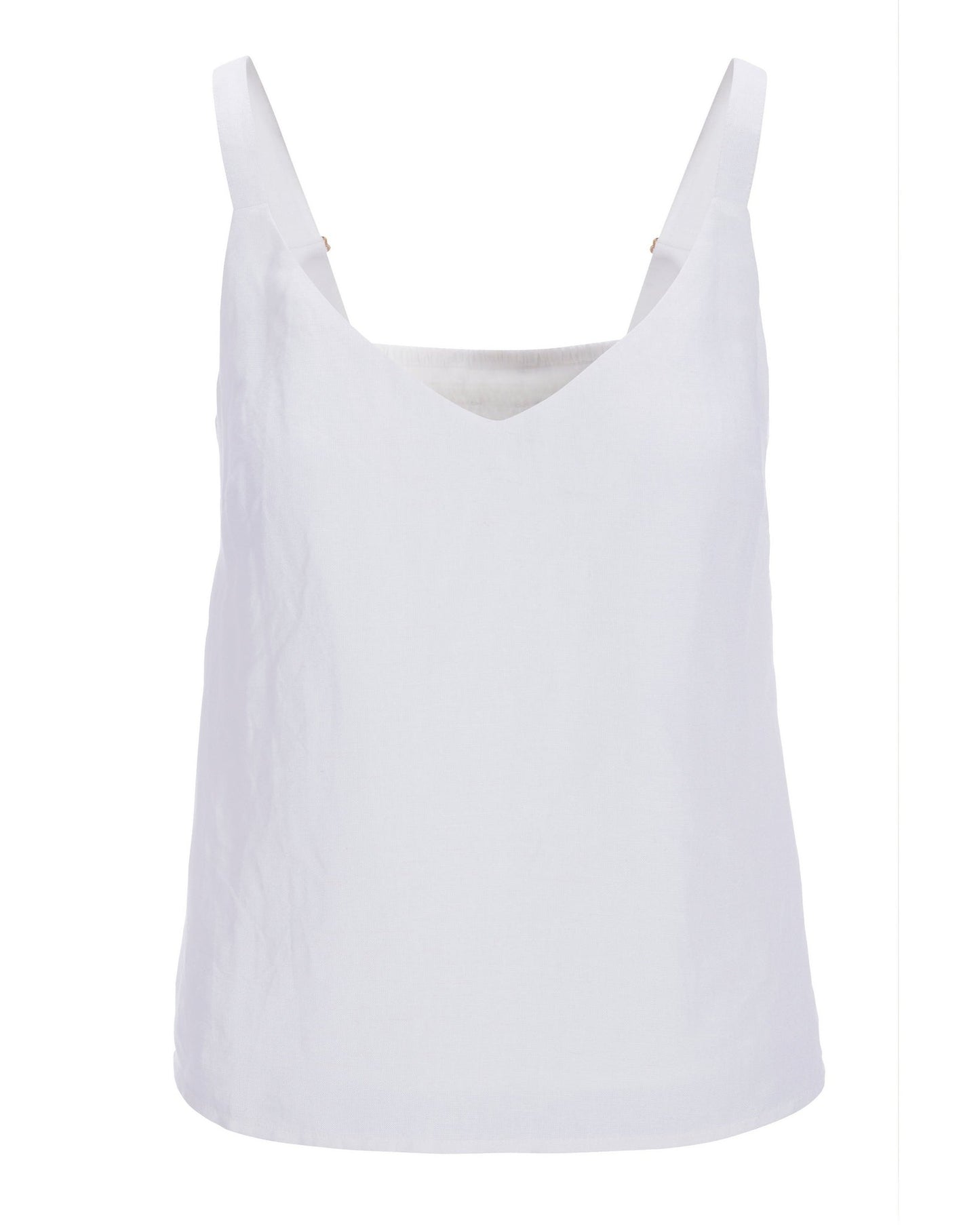 V Neck Linen Tank Top White