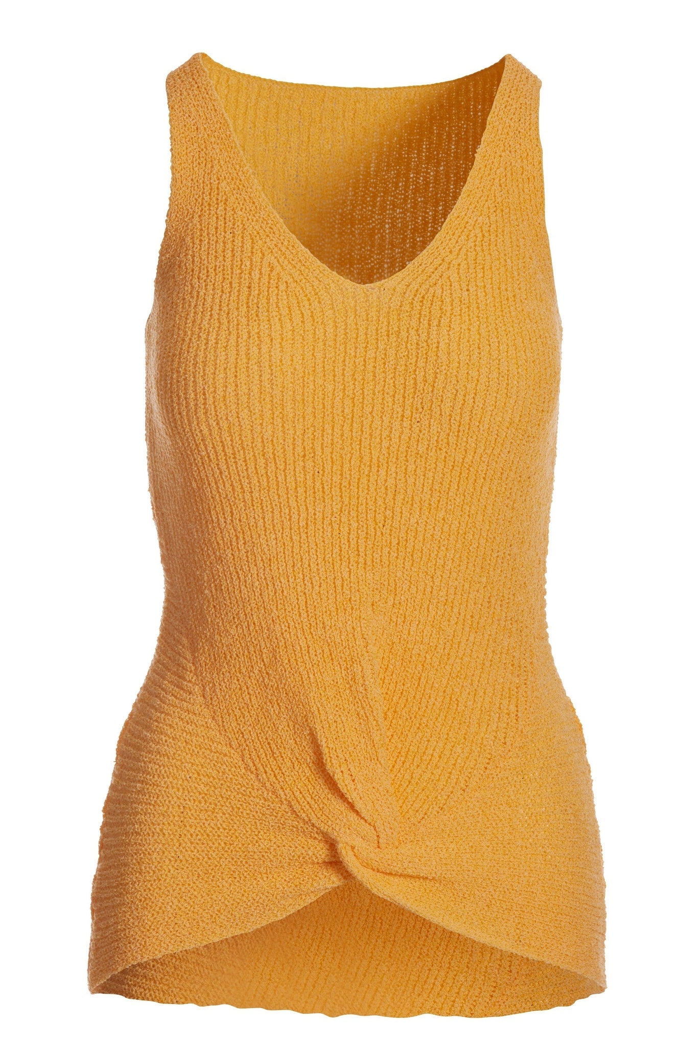 Knot front v neck sweater tank top Orange