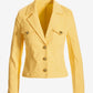 Modern Length Crest Button Luxe Denim Jacket Lemon Drop