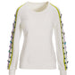 Ombre Embellished Sleeve Sweatshirt Off White Multi