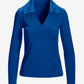 So Modern Collared V Neck Long Sleeve Top Lapis Blue