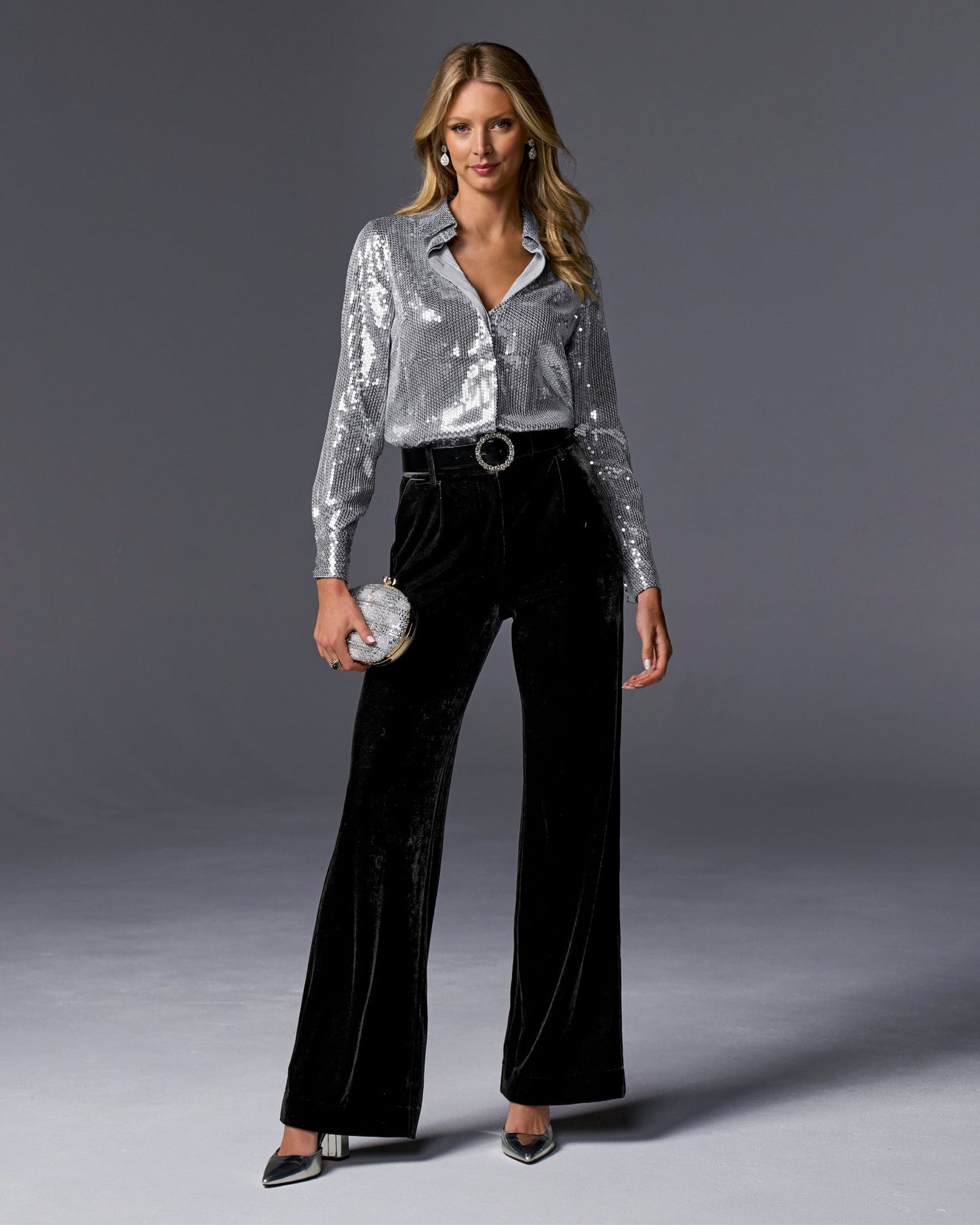 Crystal Gem Embellished Buckle Belt Black