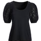 Eyelet Puff Sleeve Tee Black