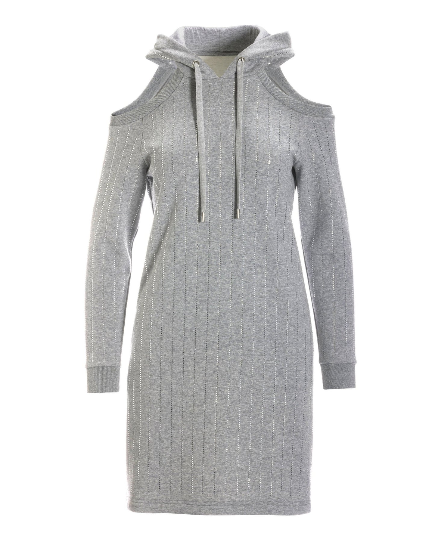 Embellished Cold Shoulder Sweatshirt Dress Heather Gray
