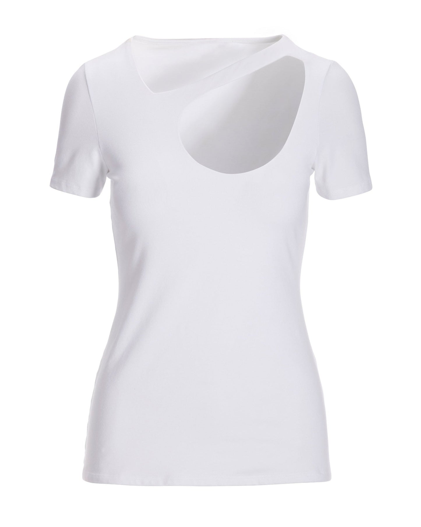 So Sexy Wide Cutout Short-Sleeve Knit Top White