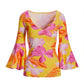 So Sexy La Sirena Floral Wide Neck Knit Top Yellow/Purple