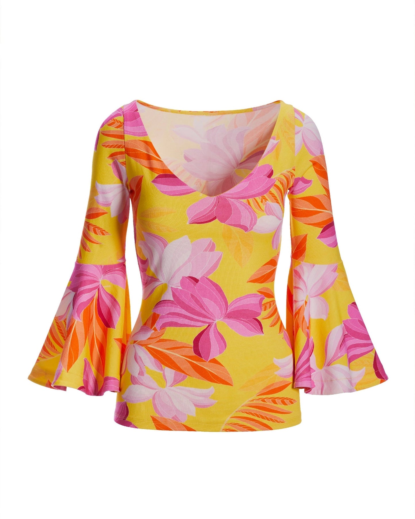 So Sexy La Sirena Floral Wide Neck Knit Top Yellow/Purple