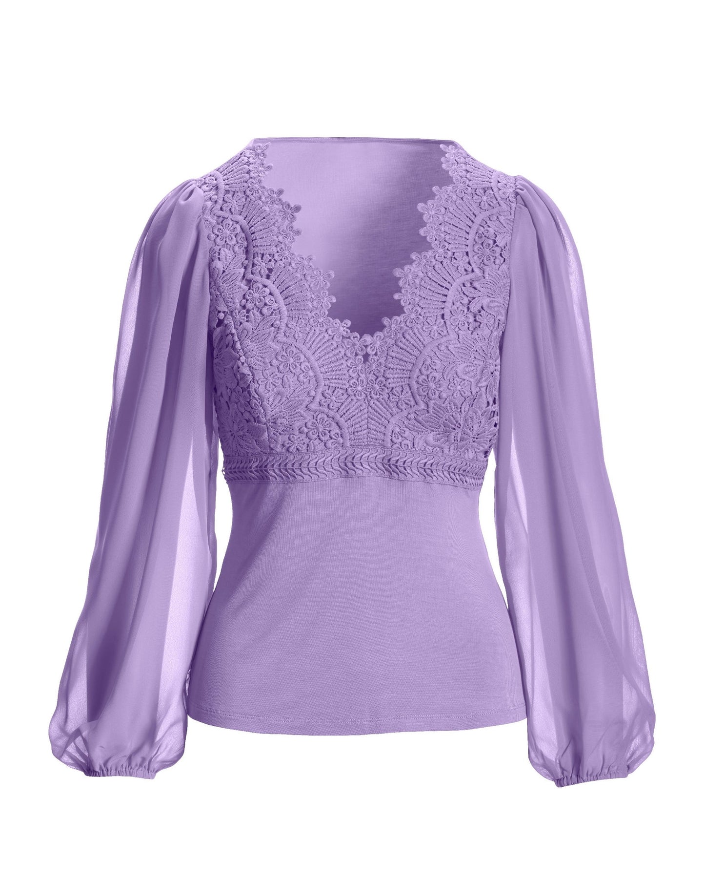 Scallop Lace Long Sleeve Top Violet Tulip