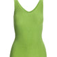 Metallic V Neck Sweater Tank Green Glow