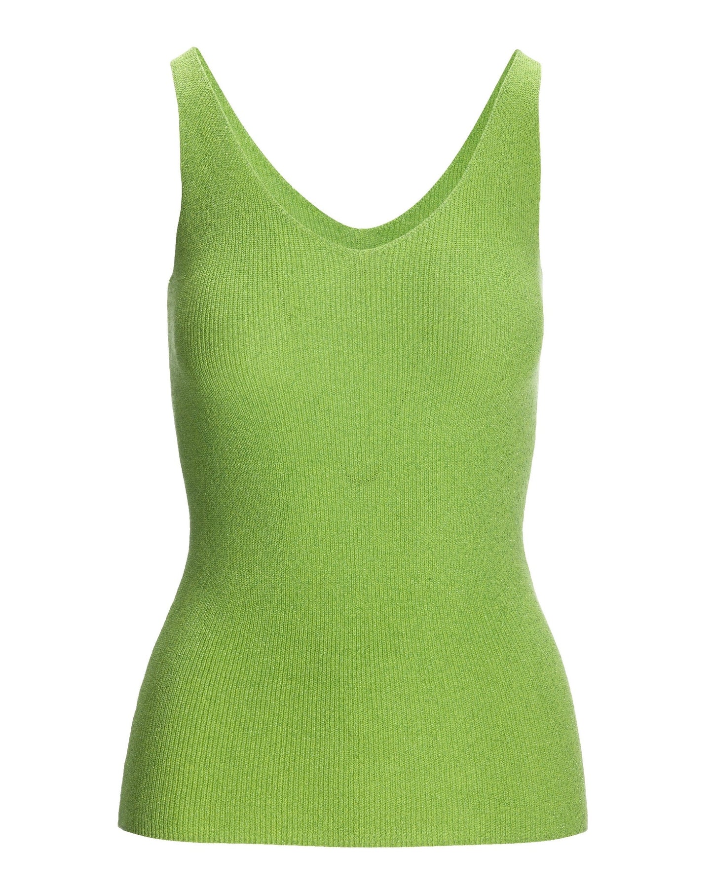 Metallic V Neck Sweater Tank Green Glow