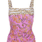 Swim Sense Filigree Status Print Square-Neck Tankini Top Pink