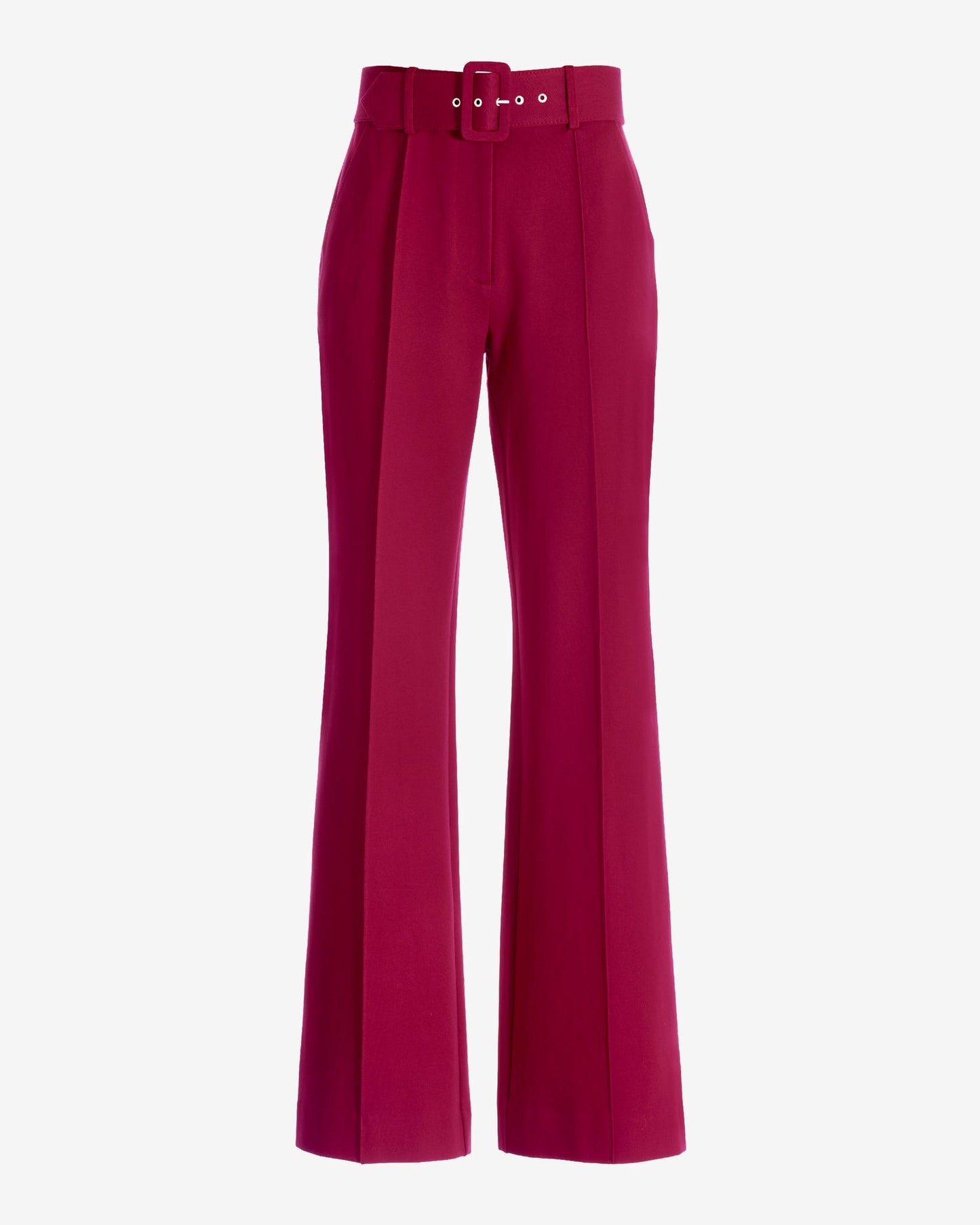 Malibu Belted Ponte High Waist Wide Leg Trouser Pant Rumba Red