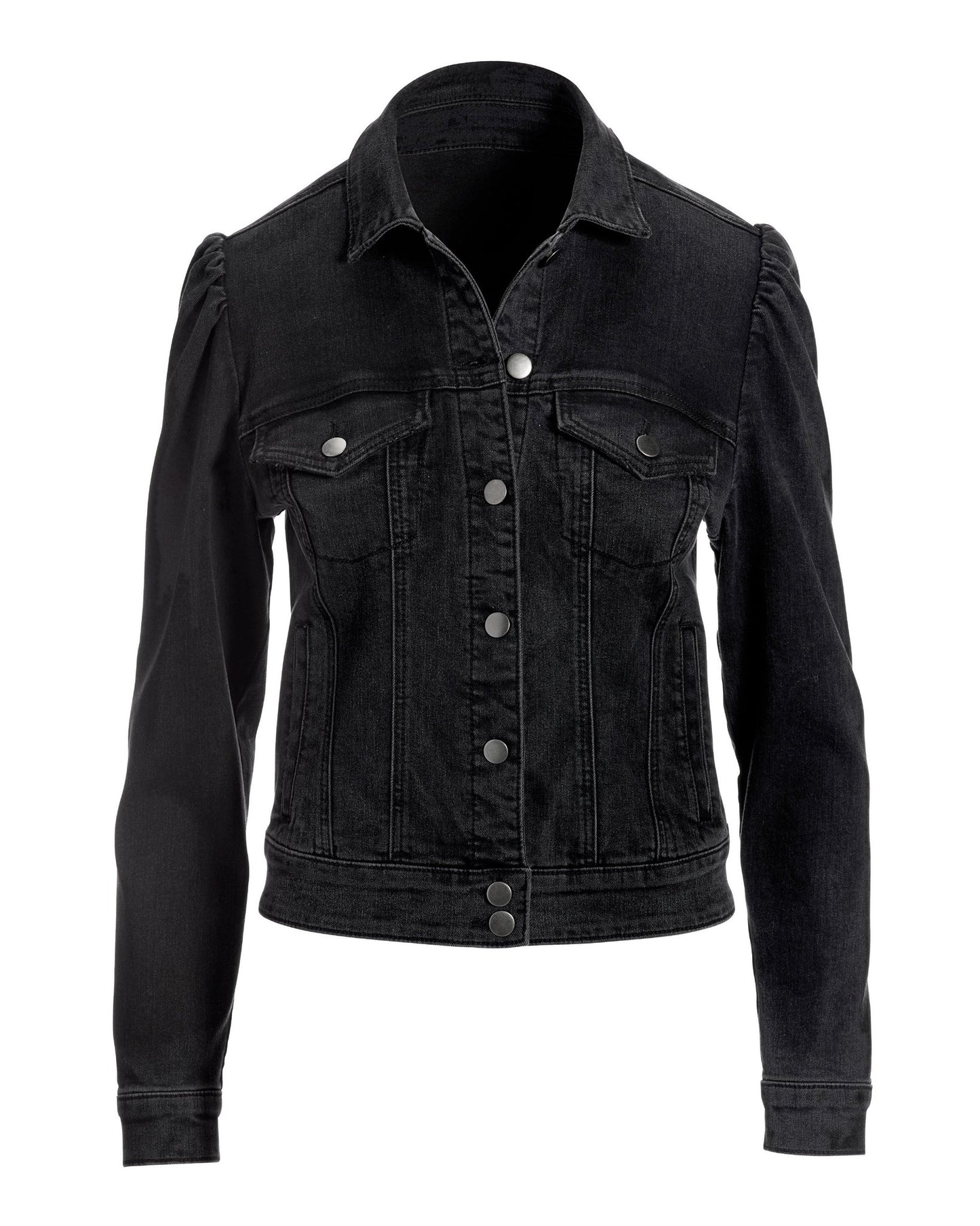Denim Puff-Sleeve Jacket Black Wash