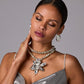 Metallic Large Flower Necklace Silver