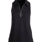Collared Zip-Up Sleeveless Knit Top Black