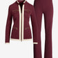Chic Zippered Sport Coordinate Set Black Cherry