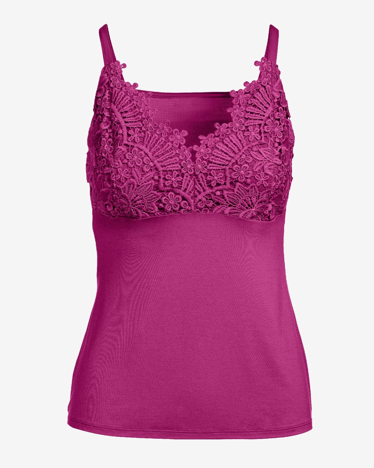 Lace Trim Cami Knit Top Festival Fuchsia
