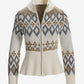 Fair Isle Peplum Full Zip Cardigan Off White Multi