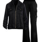 Charmeuse Utility Zip Wide Leg Cargo Set Black