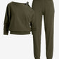 Embellished Slouchy Sweater Lounge Set Olive Night