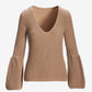 Flare Sleeve V Neck Sweater Sesame