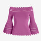 Off The Shoulder Lace Scallop Sweater Radiant Orchid