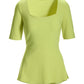 Beyond Travel Square Neck Elbow Sleeve Peplum Top Daiquiri Green