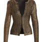Metallic Foil Cable Cardigan Black/Gold