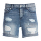 Distressed rolled Cuff denim Short Medium Wash