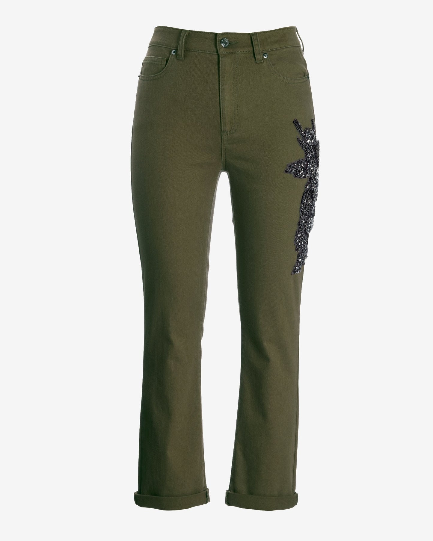 Newport Crystal Trim Tonal Jean Olive